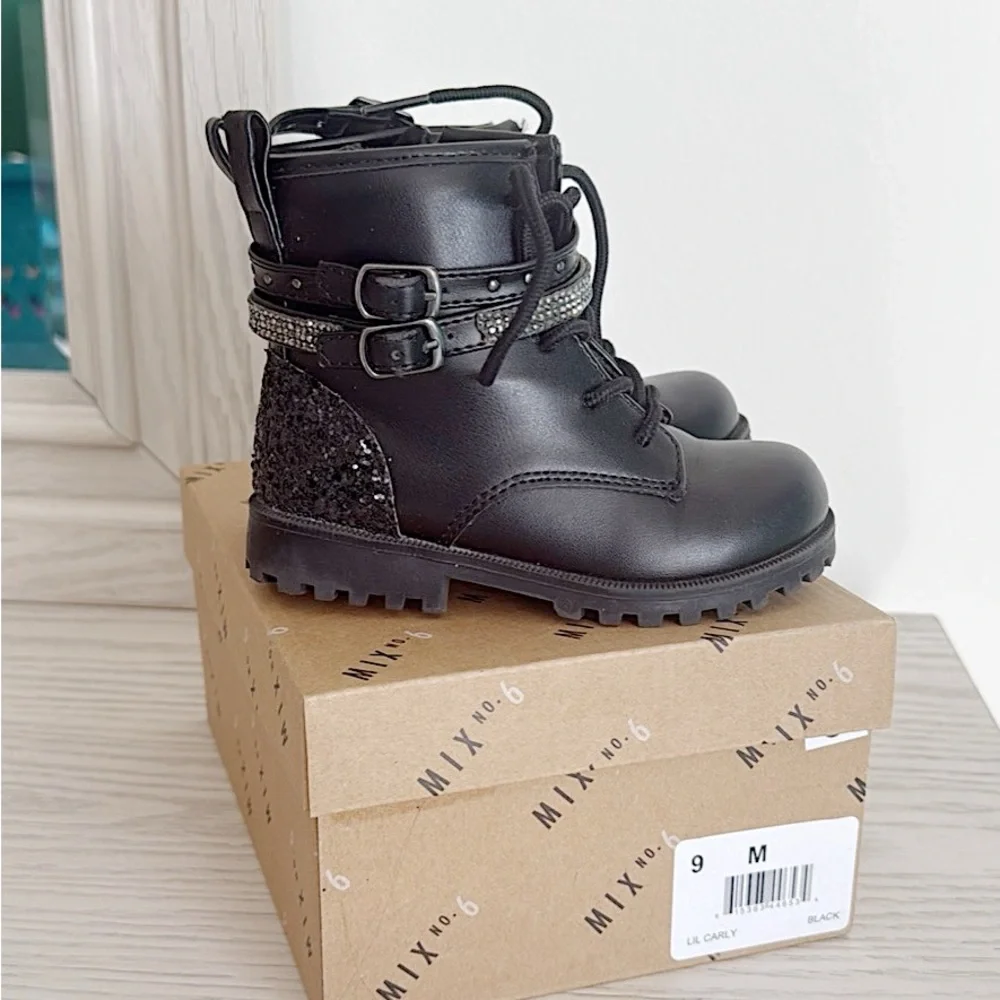 MIX NO. 6 Lil Carly Combat Boots – Black – Size 9M NWT