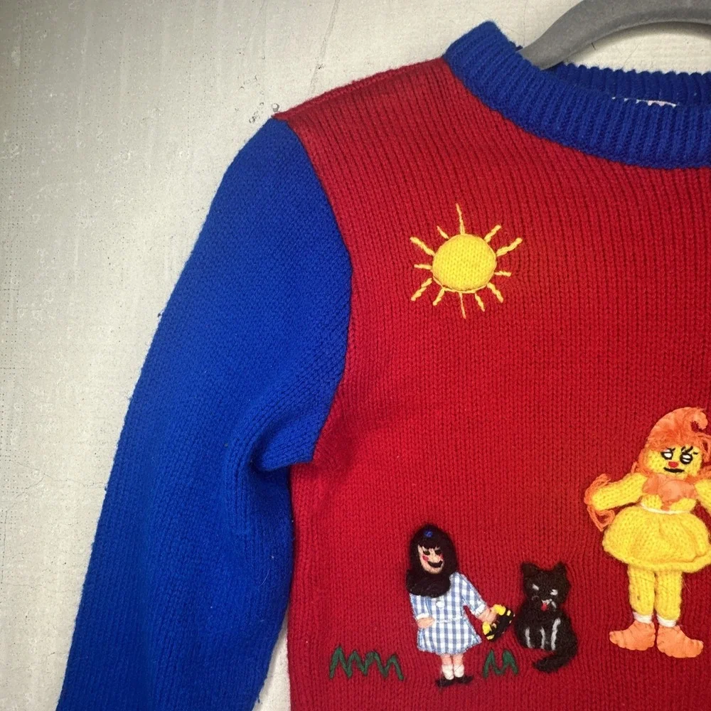 Vintage 1988 Harlequin Designs Wizard of Oz Colorblock Kids Sweater | Tag Sz: 6
