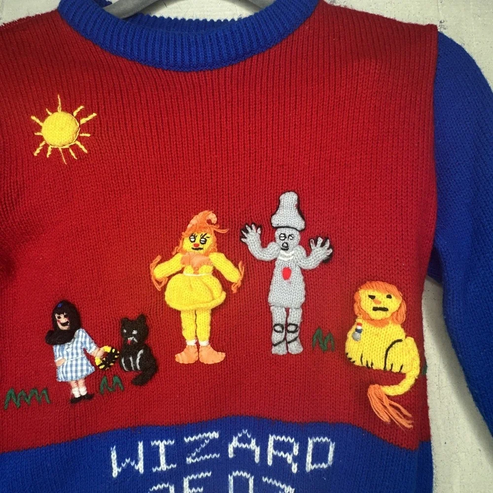 Vintage 1988 Harlequin Designs Wizard of Oz Colorblock Kids Sweater | Tag Sz: 6