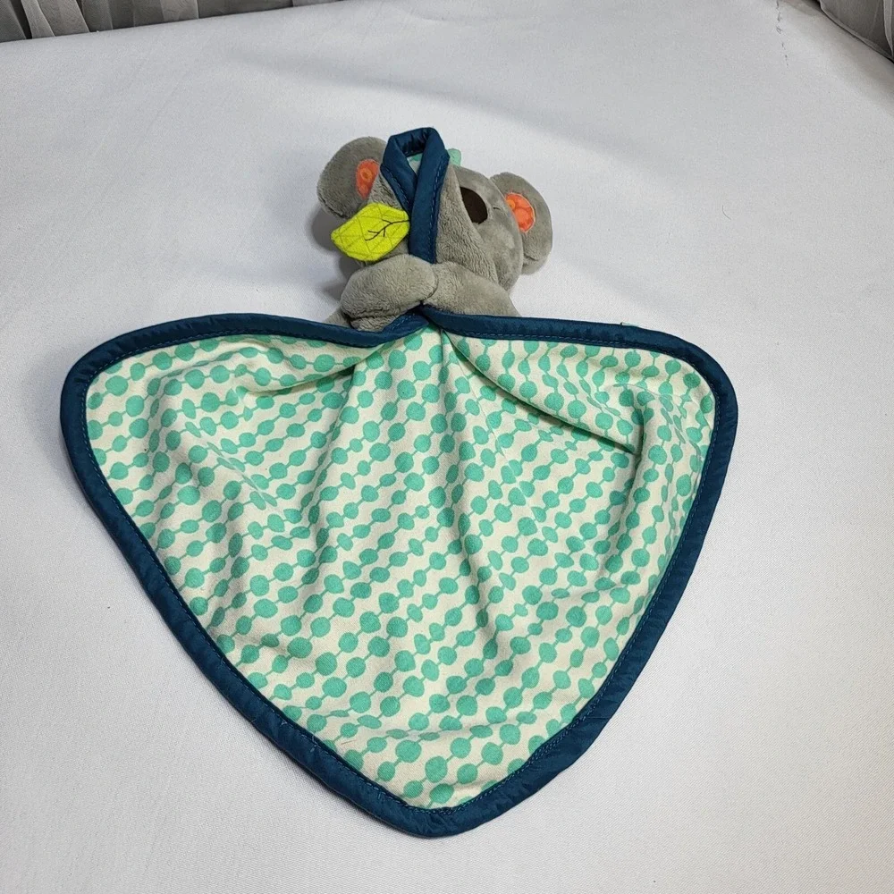 Koala Stuffed Plush Lovey Blankie Grey Aqua Blue Cuddly Bear Blanket