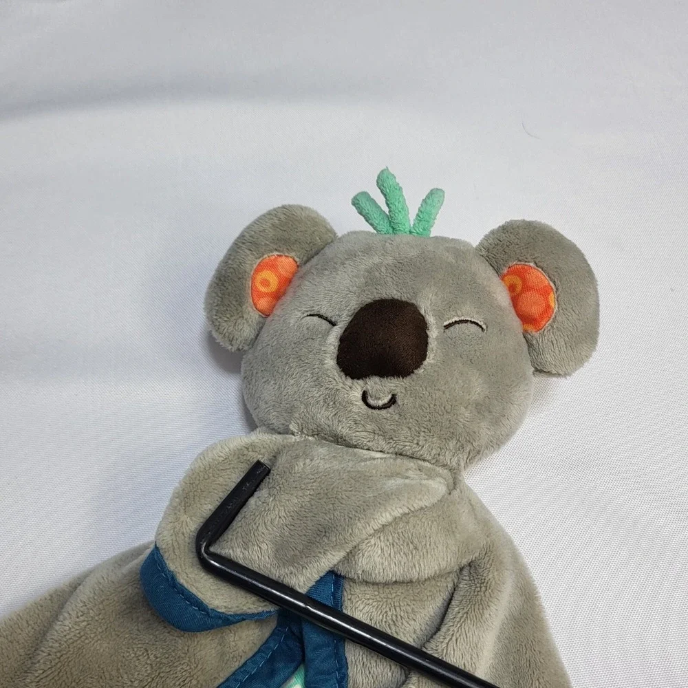 Koala Stuffed Plush Lovey Blankie Grey Aqua Blue Cuddly Bear Blanket