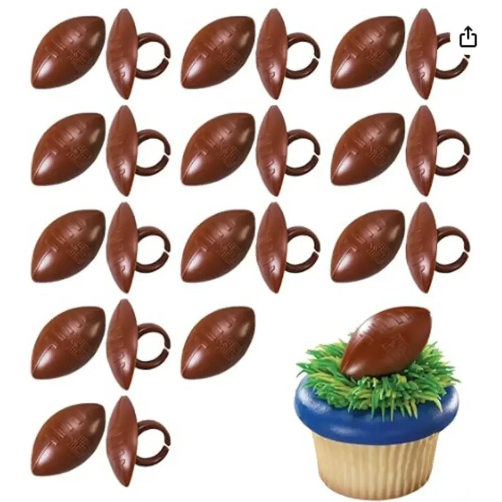 24 Pack Cupcake Decorations, NFL Football Rings, Food Safe Cake Toppers