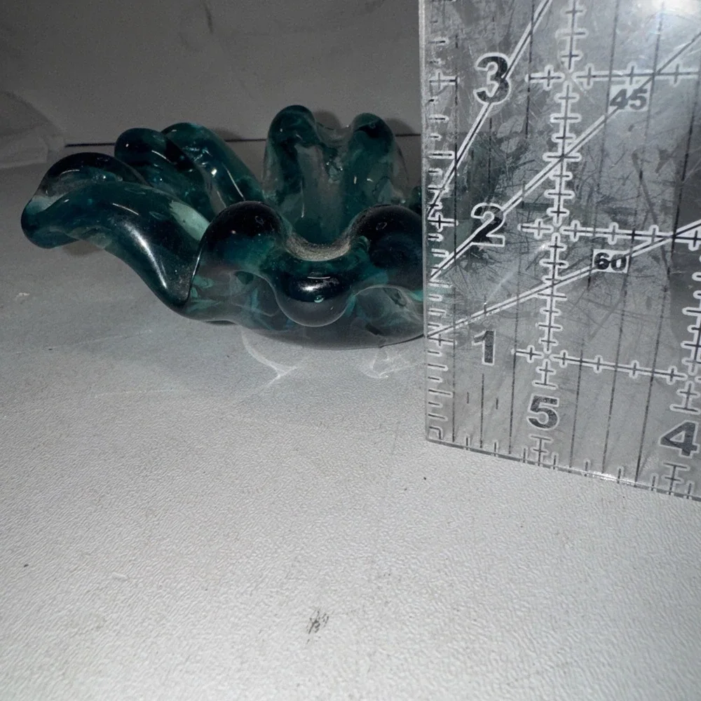 Viking Six Petal Blue Candy Dish Bowl Flower Shaped 1970's VTG MCM Hand