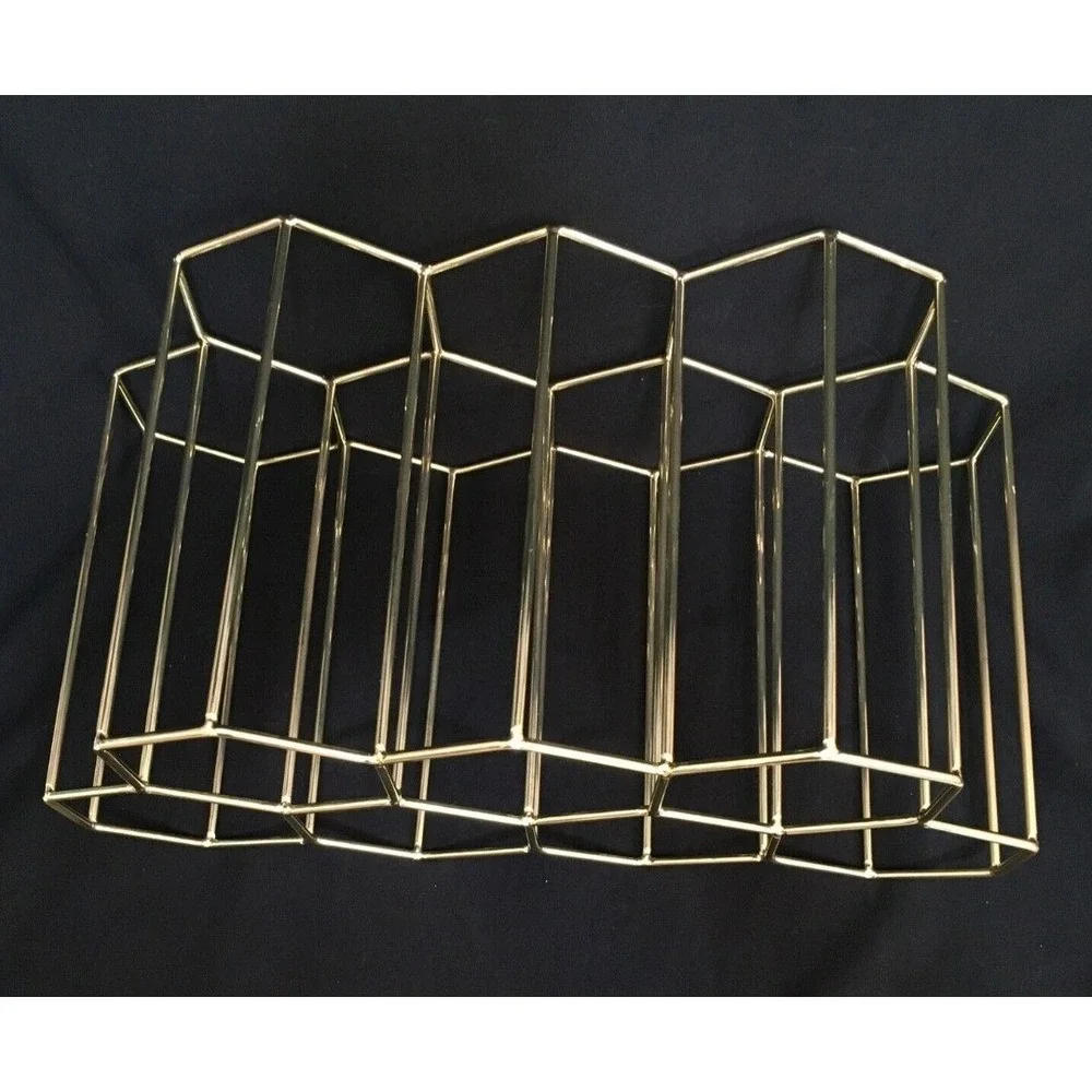 MCM Geometric Gold Wine Rack Freestanding Bottle Holder Wine Rack 7 Bottle