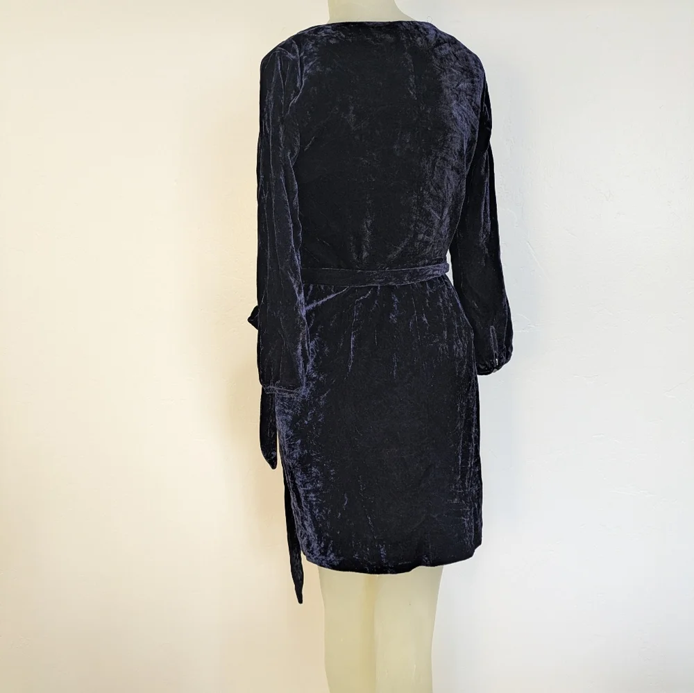 J. Crew Navy Velvet Wrap Dress