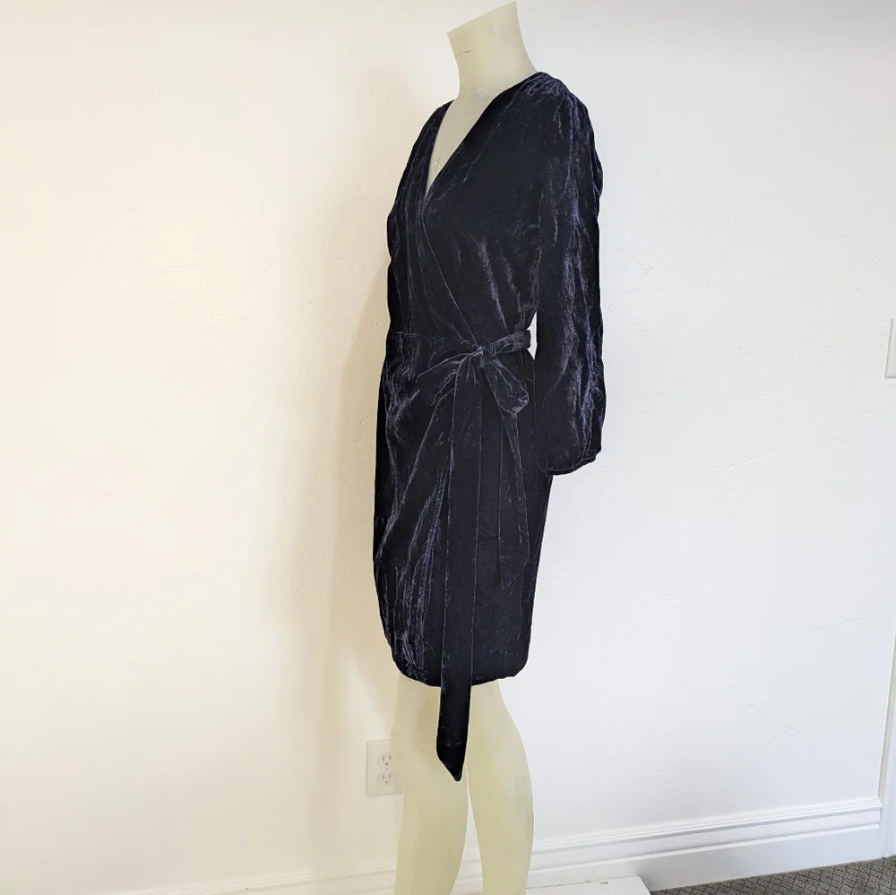 J. Crew Navy Velvet Wrap Dress