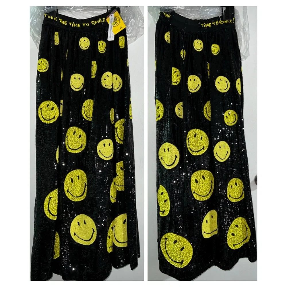 Alice + Olivia Tina Smiley Black Yellow Sequin Embellished Ball Gown Skirt