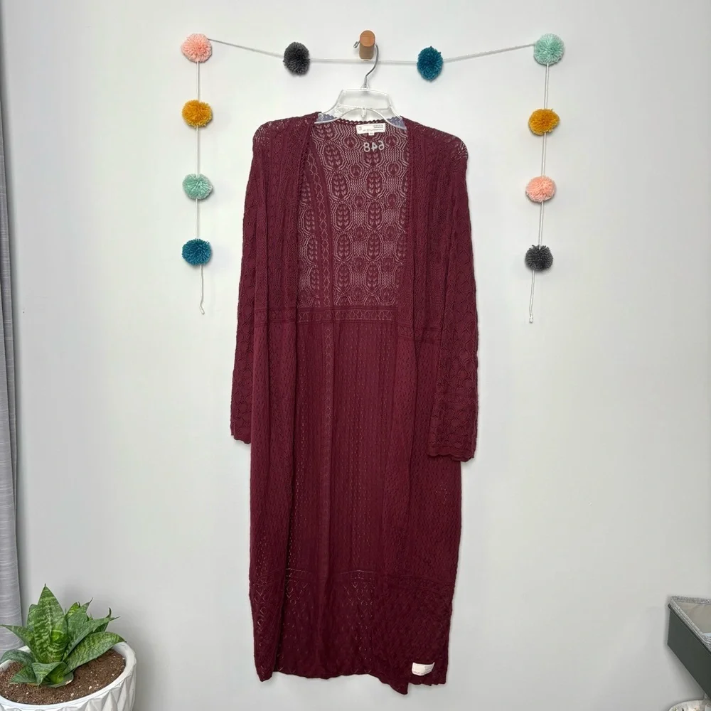 Anthropologie Odd Molly Maroon Duster Cardigan
