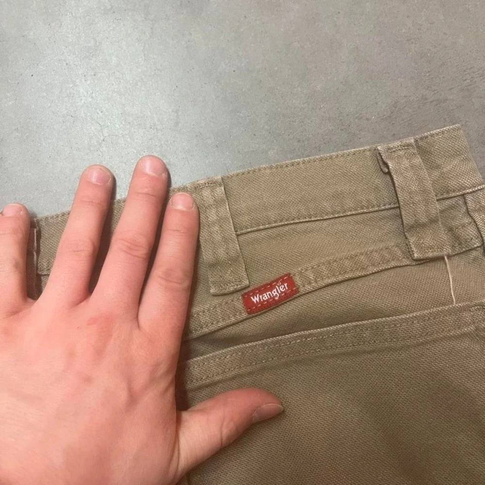 Vintage wrangler men's tan carpenter pants workwear loop 34