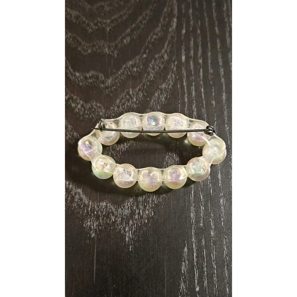 Soap Bubble Iridescent Lucite Bead Brooch Vintage‎ Plastic Rondelle Bead Pin