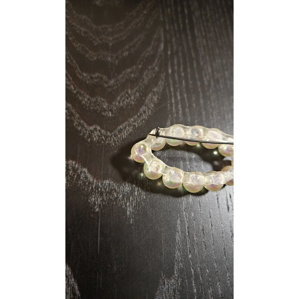 Soap Bubble Iridescent Lucite Bead Brooch Vintage‎ Plastic Rondelle Bead Pin