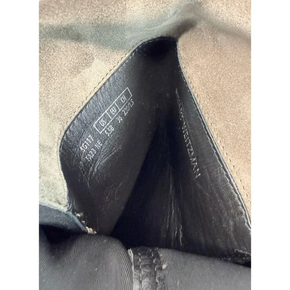 New Stuart Weitzman 5050 Bold Over The Knee Boot Grey Suede Sz 5.5