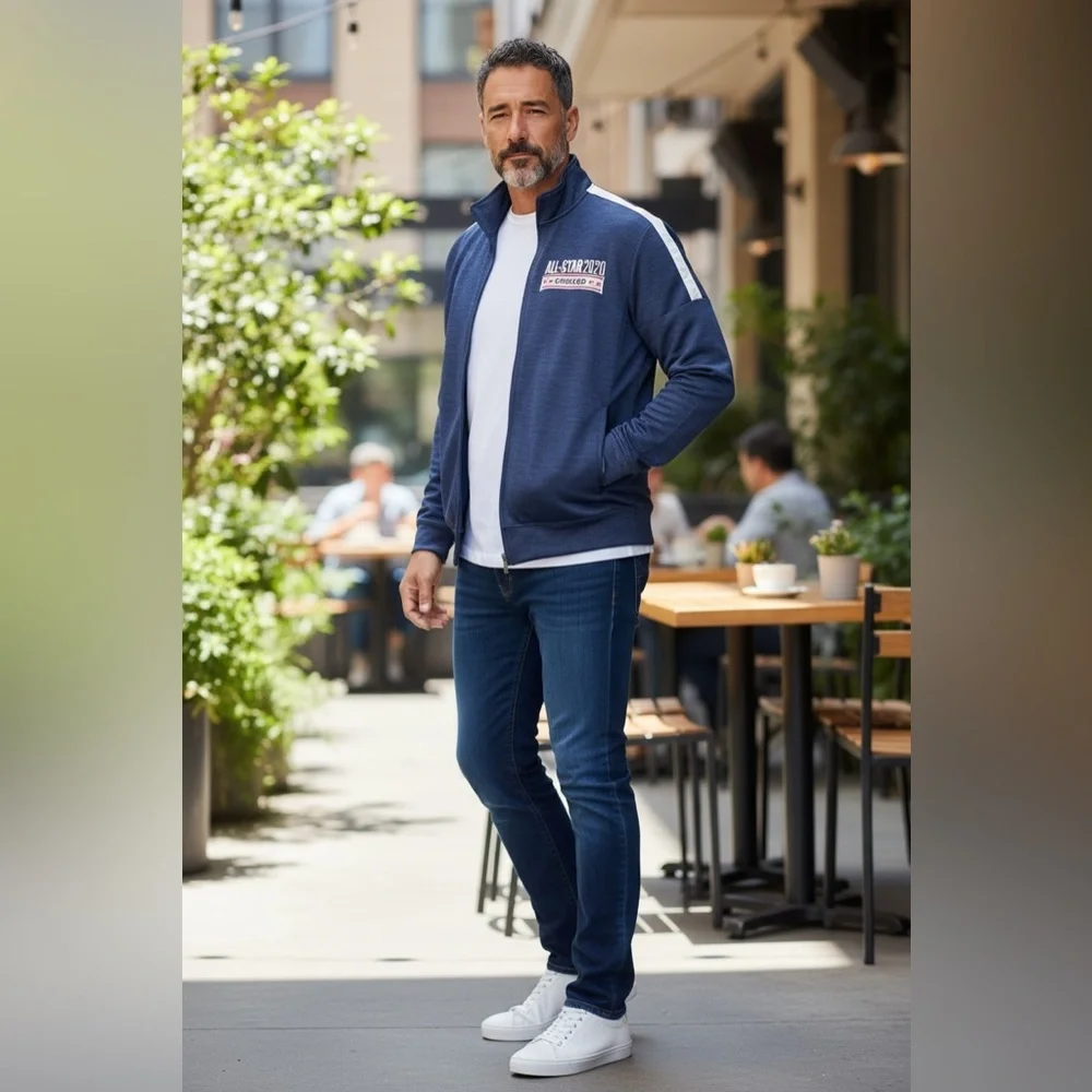ALL-STAR 2020 Chicago NBA Majestic Navy Blue Jacket Full Zip Size XLT