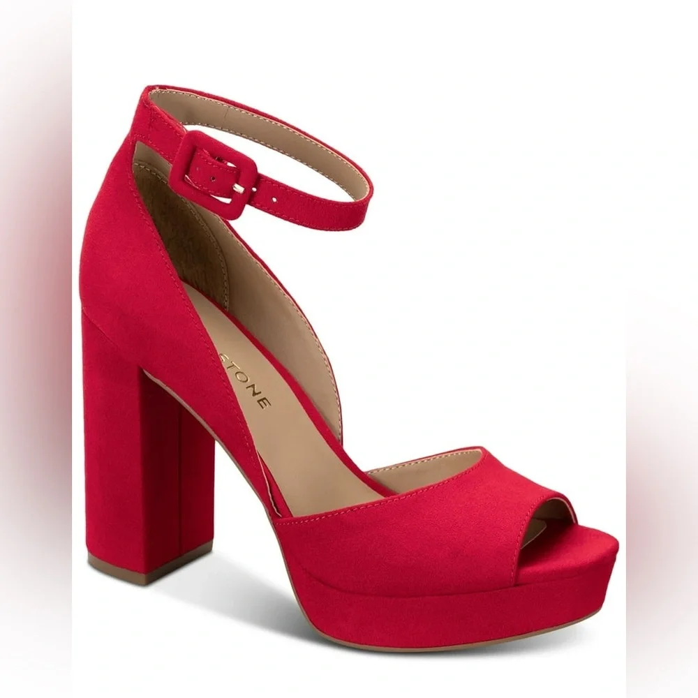 Sun & Stone Reeta Block-heel Platform Sandals Red Size 9M