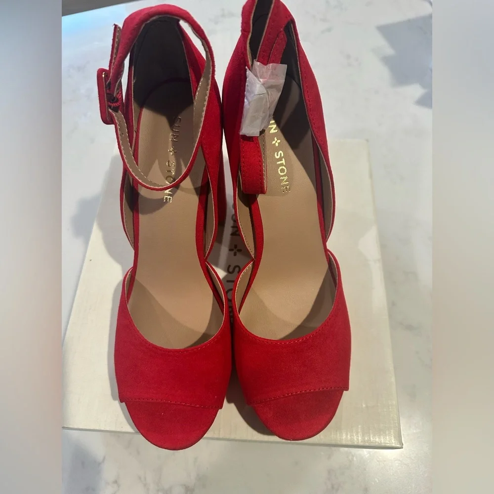 Sun & Stone Reeta Block-heel Platform Sandals Red Size 9M