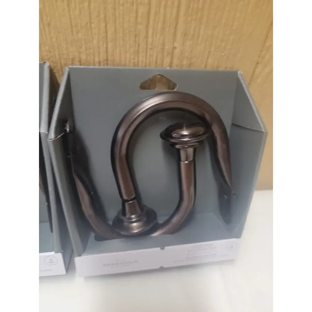 Set of 2 Threshold Decorative Drapery Holdbacks Oil Rubbed Bronze Finish 2 Sets