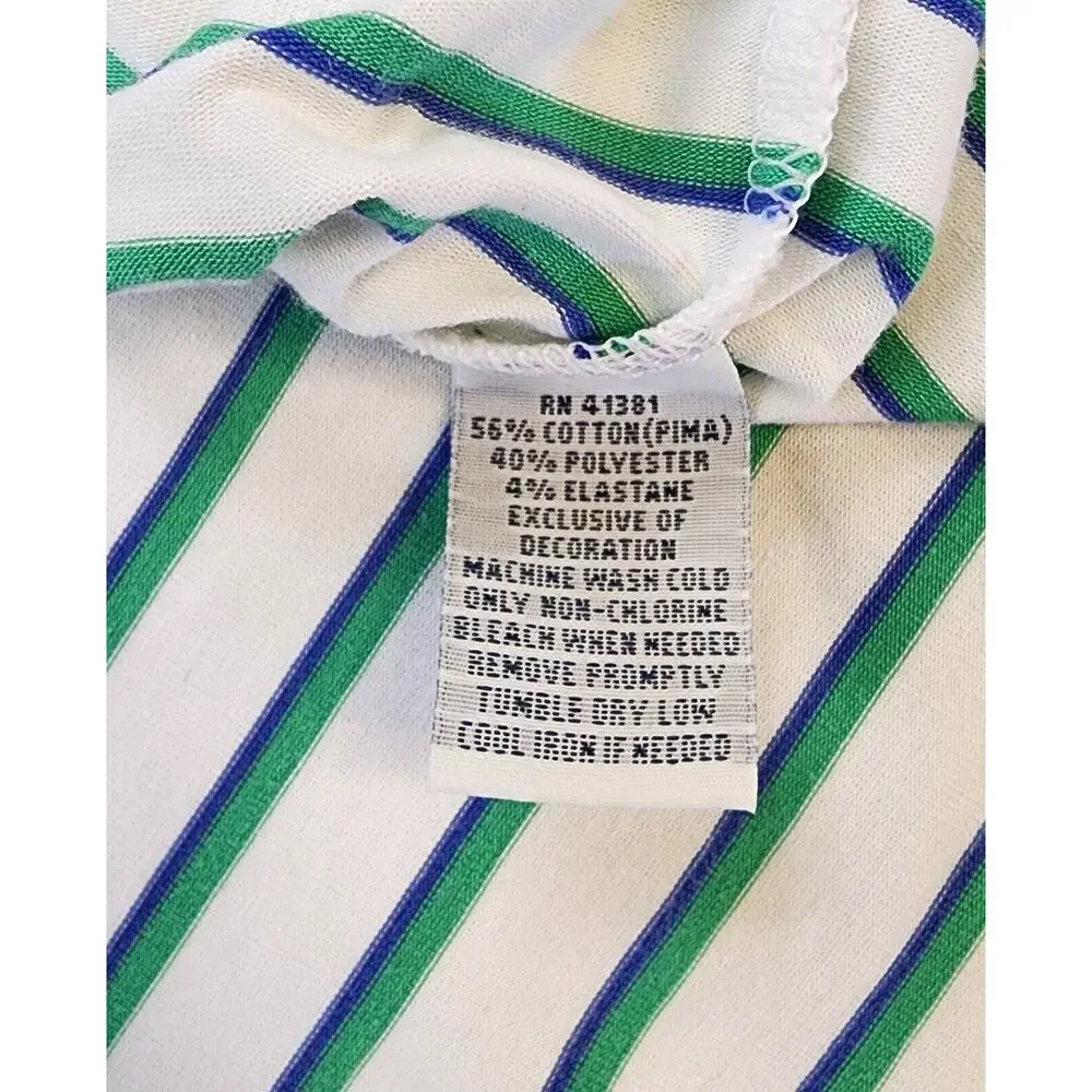 Ralph Lauren Polo Golf Shirt Mens Large White Green Striped Performance Golf