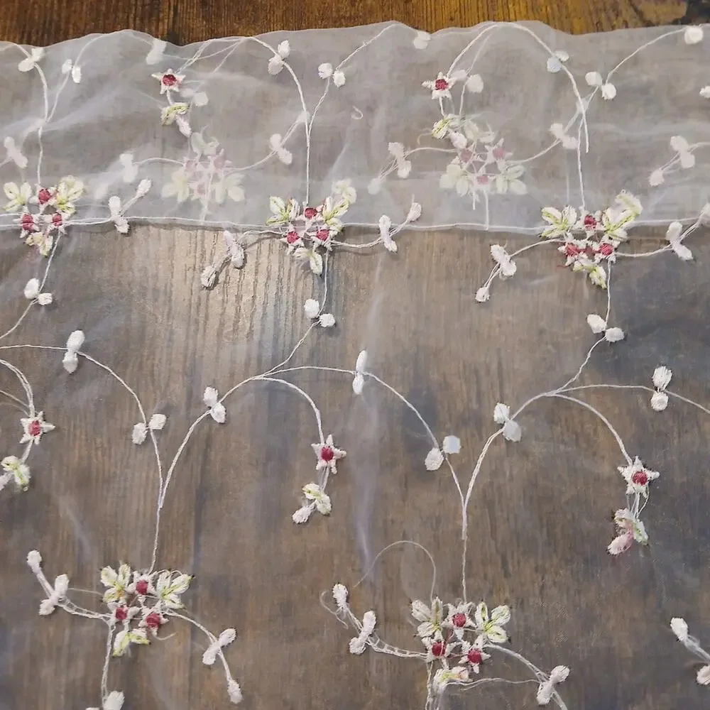 KIDSLine‎ Sheer Single Curtain Panel Pink White Green Flowers Vines 80