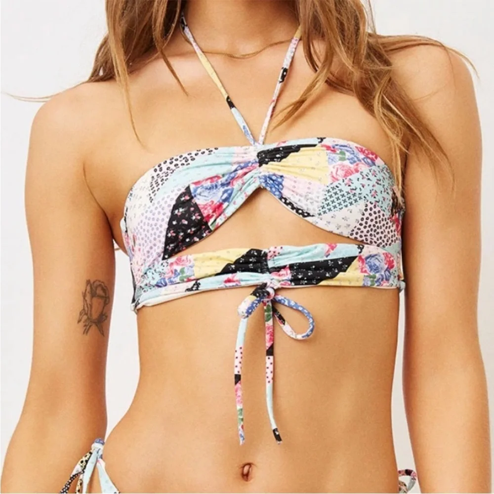Frankies Bikinis “Duke” Top in Patchwork Sz M