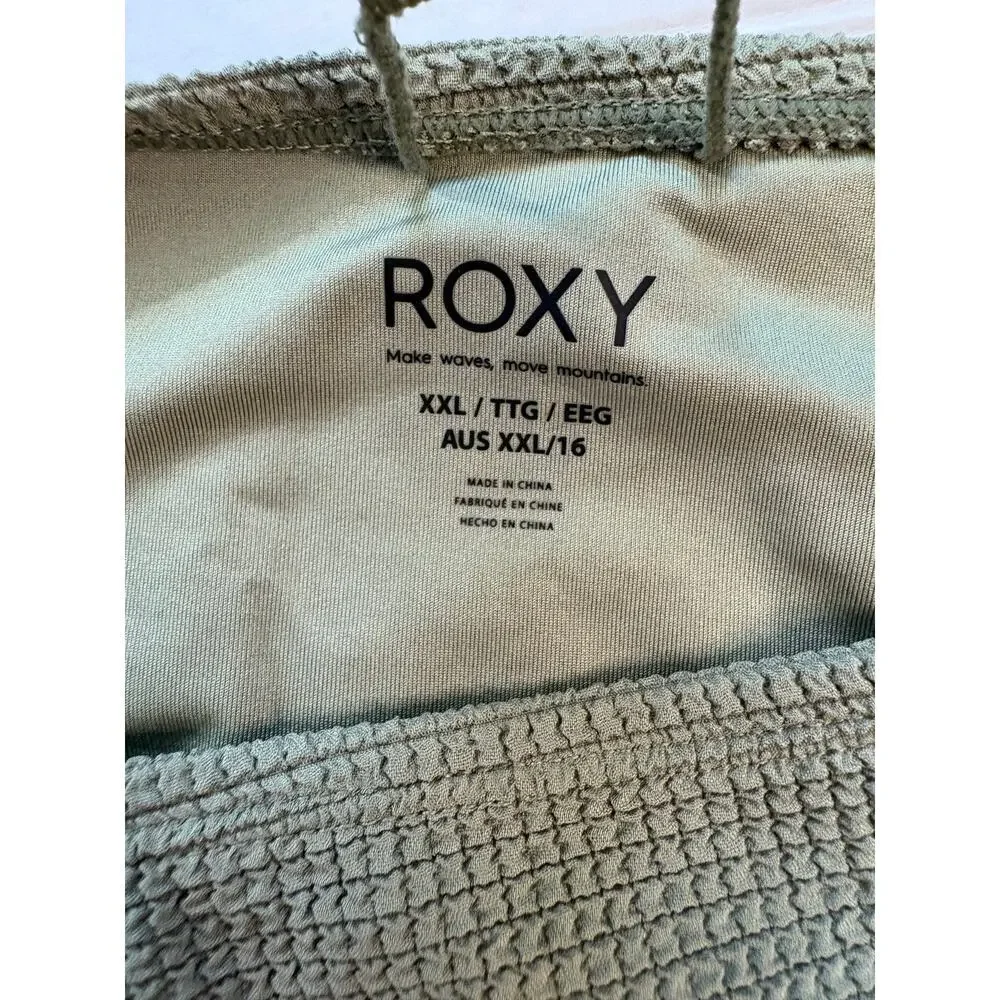 Roxy Women's Essaouira High Leg Moderate Bikini Bottoms Oil Green Size XXL Swim
