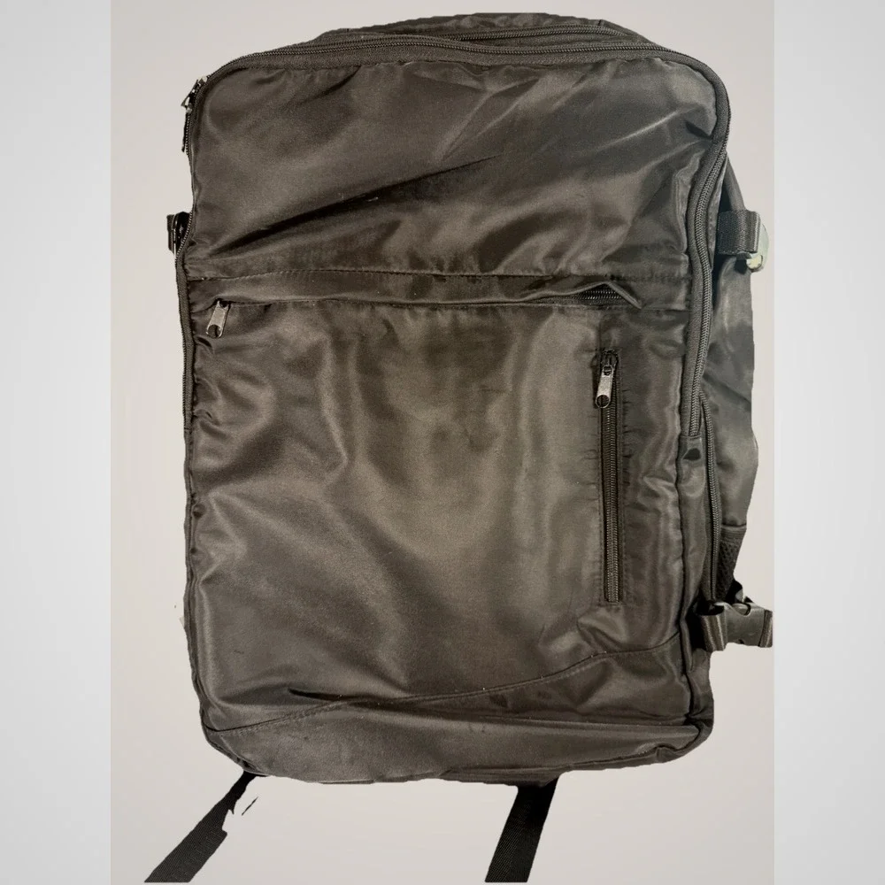 Large Black Travel Backpack‎ Carry-On – Laptop Sleeve, Compartments, Pockets