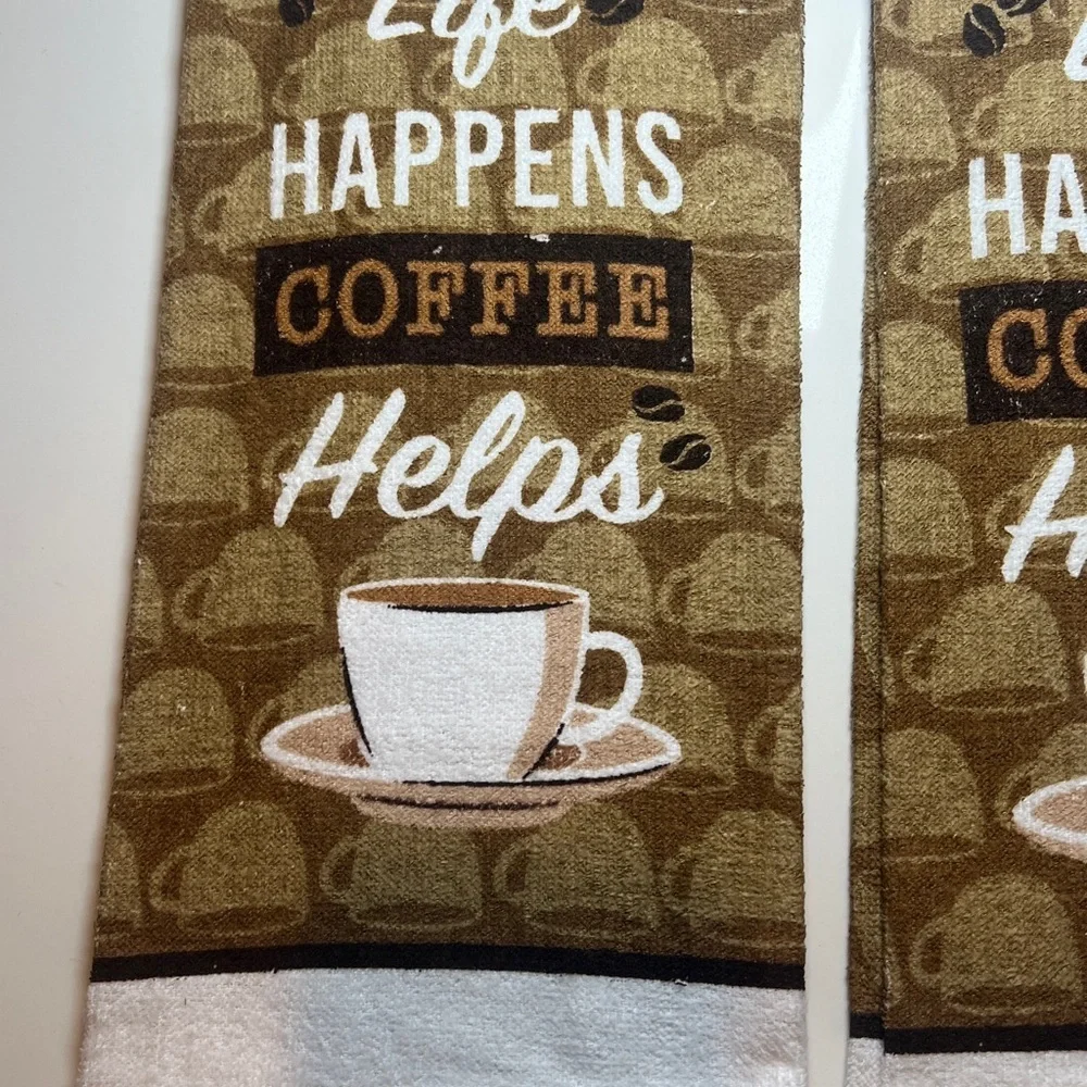 Coffee Themed Kitchen Towels- Set of 2-  Great Gift set!