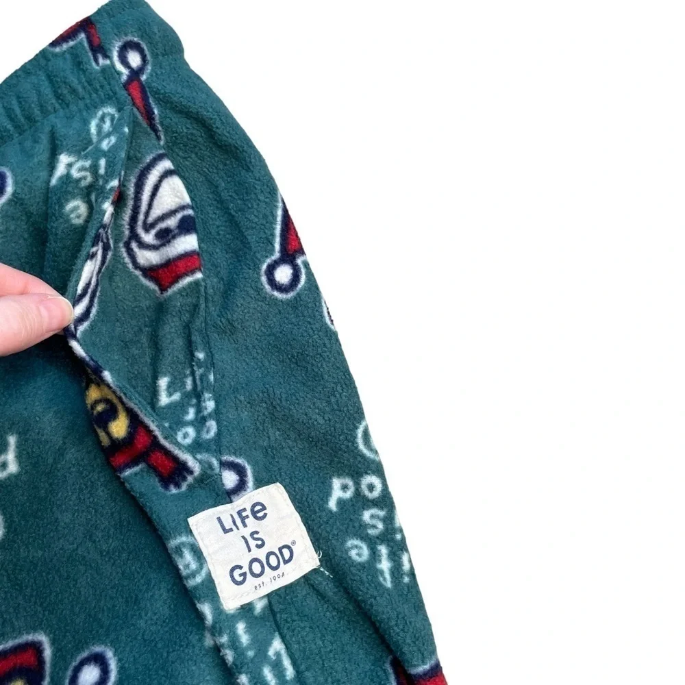 Men's Life Is Good Dog Christmas Holiday Sleepwear/Lounge Pants Green Size L