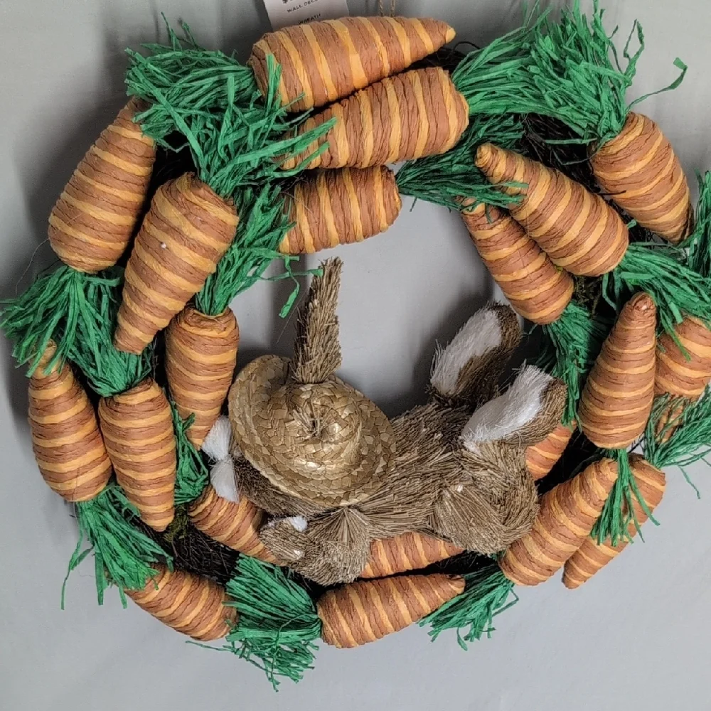 Whimsical Carrot and Bunny Wreath