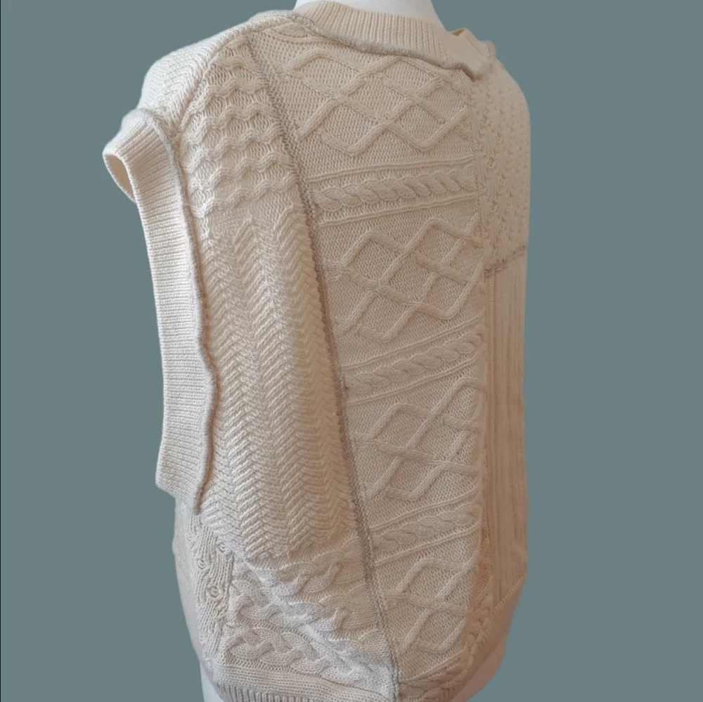 Free People Take The Plunge Knitted Cable Vest in Cream Women's XS