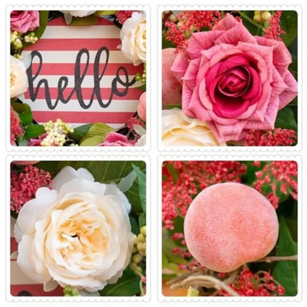 Spring Wreath Peony & Rose Floral Summer Wreath with Pink Peach, 24 Inch
