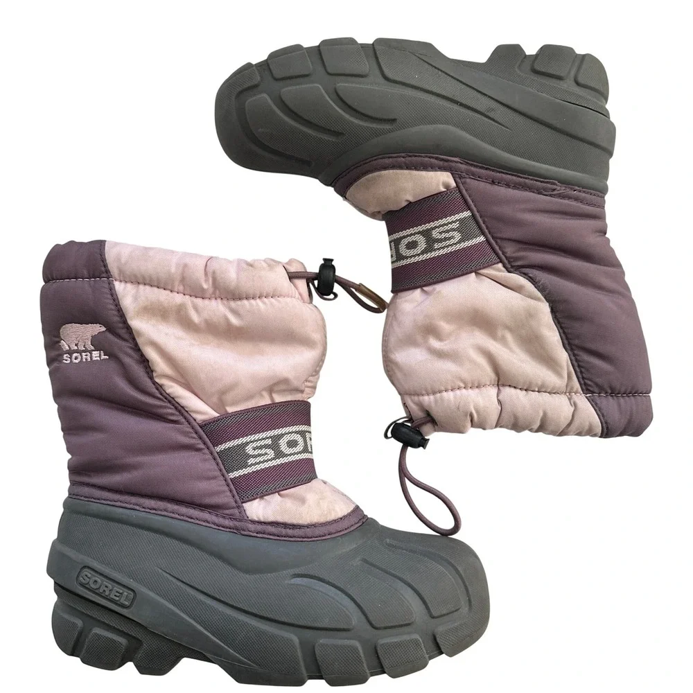 Sorel Kids Club Winter Snow Boots Purple Pink Waterproof  NC1799-635 Size 12