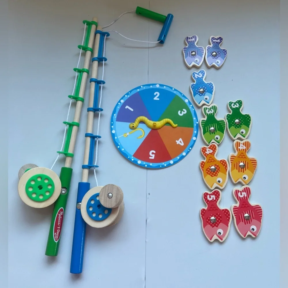 Melissa & Doug Catch & Count Wooden Fishing Game with 2 Magnetic Toy Rods.