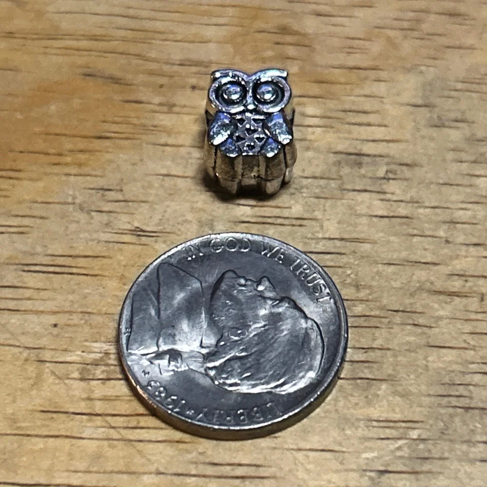 Silver Owl Charm Bead Bracelet One Size