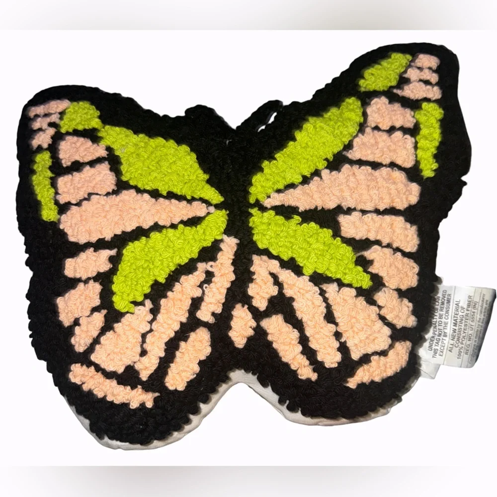 Zadora Butterfly Pillow Teen Home Decorative Green Orange Black Tan 18 in. NWT