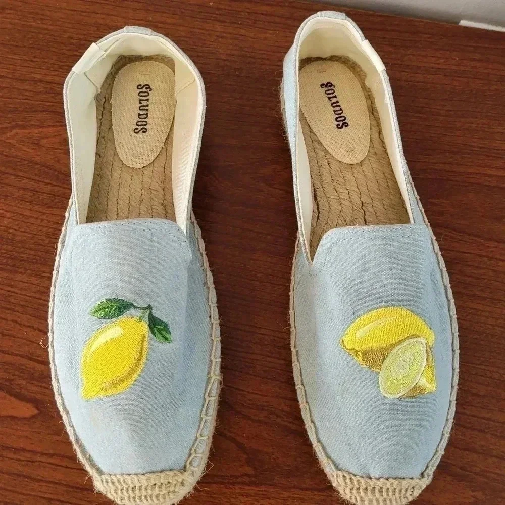Soludos Lemon Platform Smoking Slipper Espadrilles(9.5)