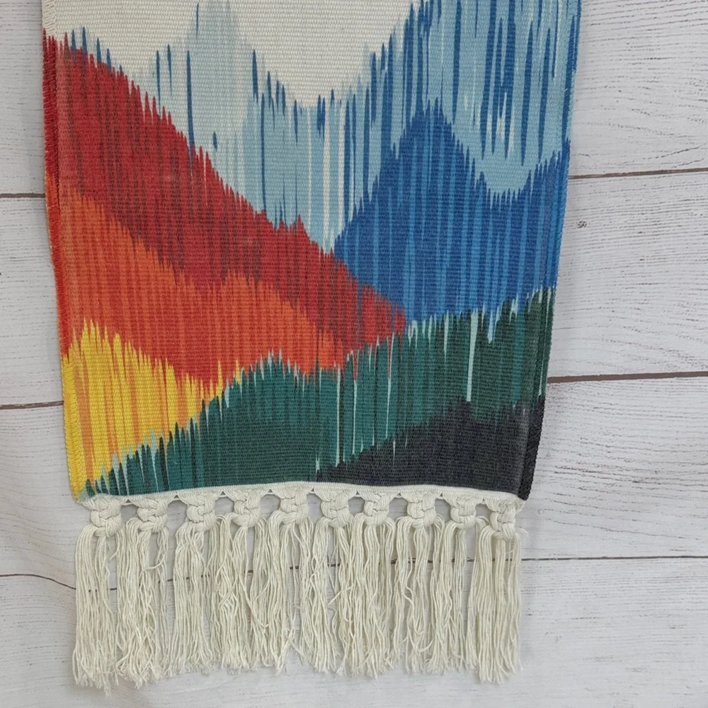 Colorful Mountain Tapestry Wall Hanging with fringe - boho 30