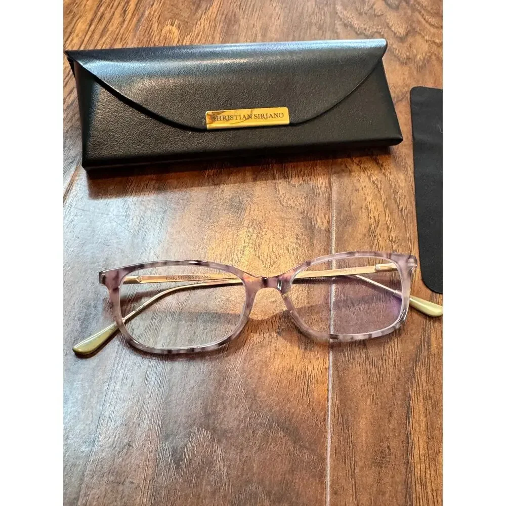 Christian Siriano Lena Eyeglasses Tortoise Pattern Gold Tone Prpl Case 15-60-143