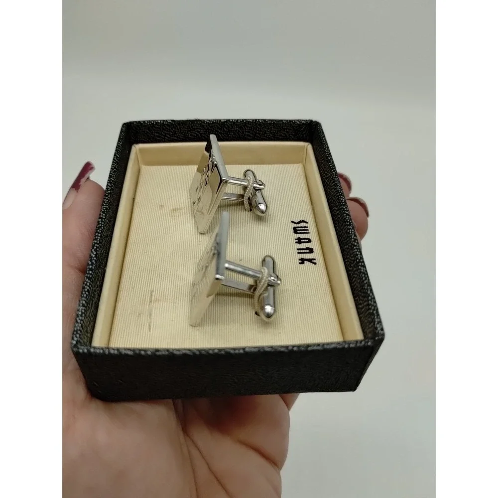 Vintage Men's Swank Silver Tone Cuff Links