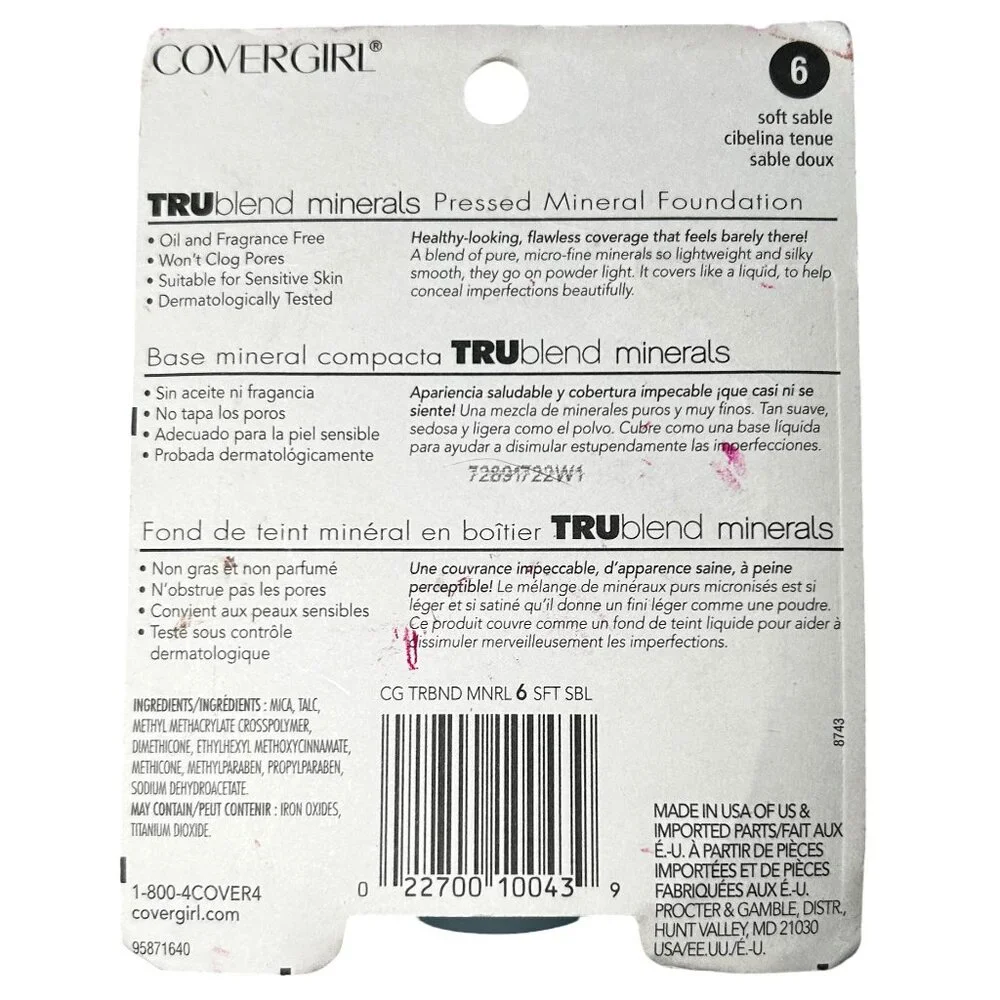 Vintage Covergirl TruBlend Minerals Pressed Foundation Soft Sable 6 NOS Sealed