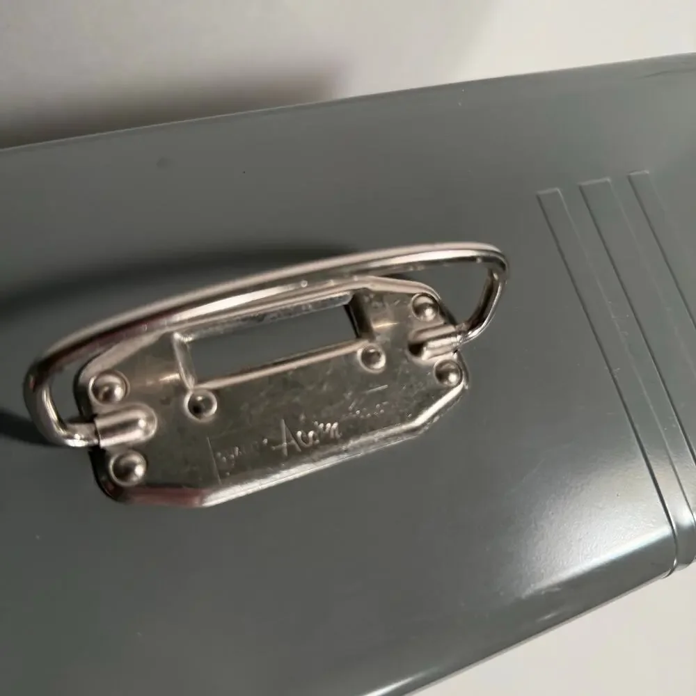Vintage Metal File Box Gray 12.5” x 4.5” x 8.5”