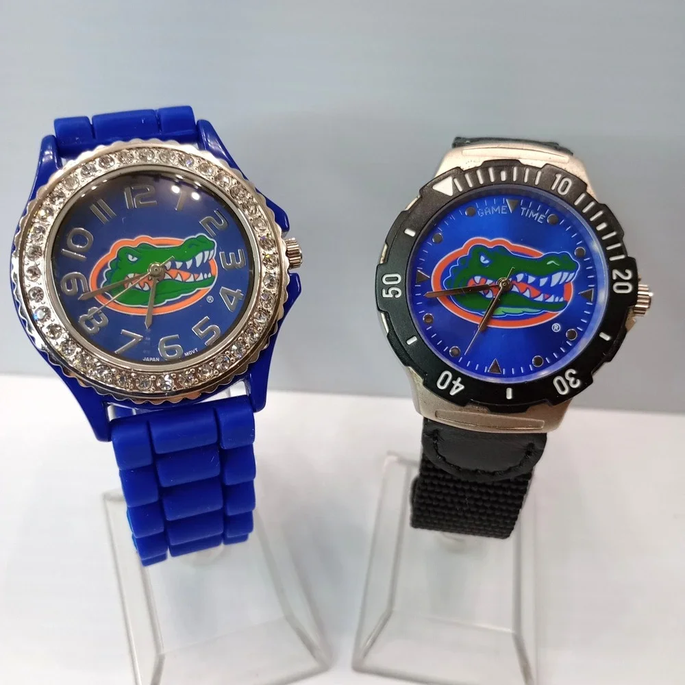 Lot of 2 Florida Gators Watches Quartz‎ Men's 39mm Blue & Black New Battery