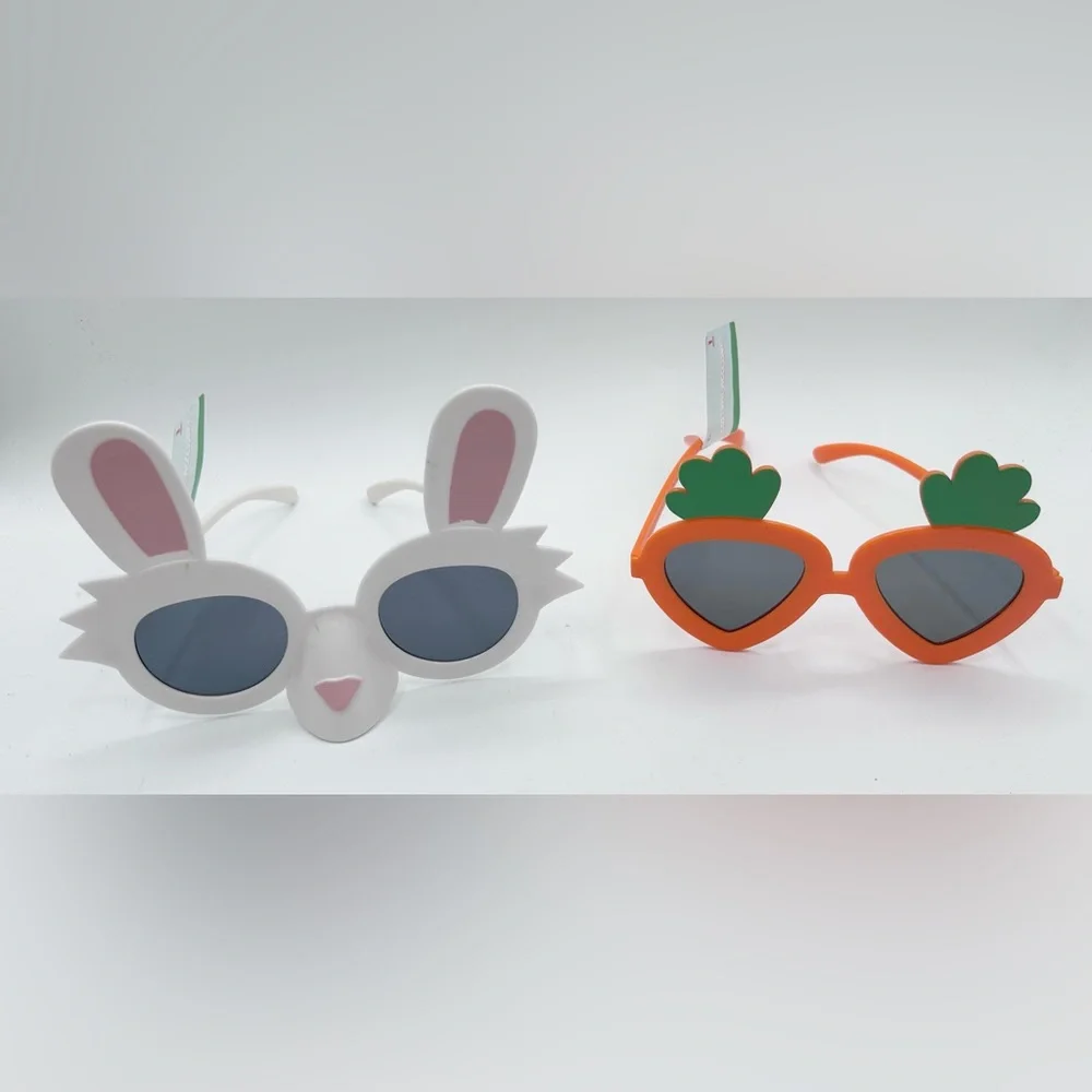 Childs Easter Sunglasses White Bunny Orange Carrot Lot of 2 New