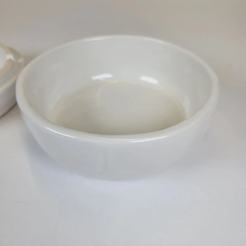 Vtg Federalist White Ceramic Lidded Trinket Dish Ashtray Blue Floral Round 5