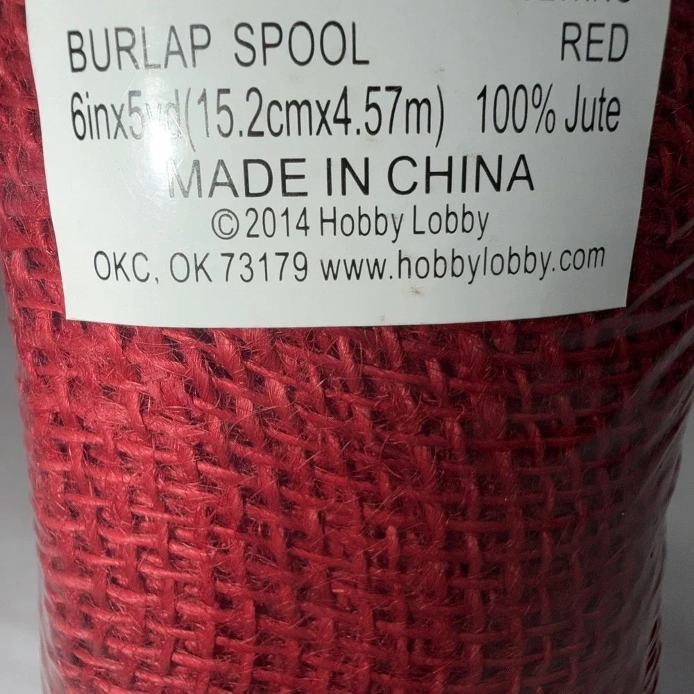 NEW Hobby Lobby Red Burlap Spool 6 in. x 5yd Wreaths Crafts Sewing NIP 2014