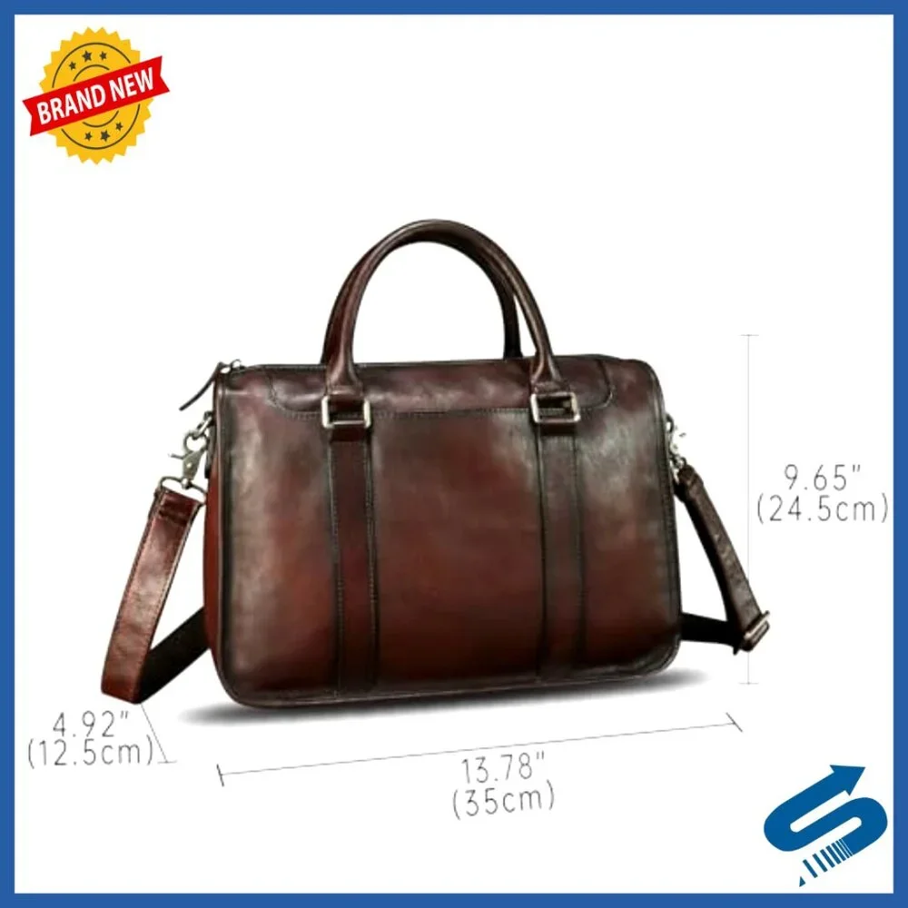 Genuine Leather Messenger Briefcase Shoulder Bag Laptop Computer Bag