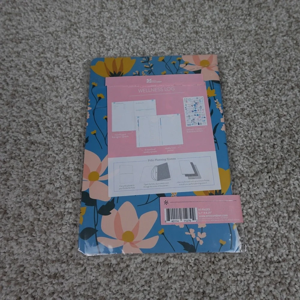 Erin Condren PetitePlanner Wellness Log Blue Floral You Have What It Takes New