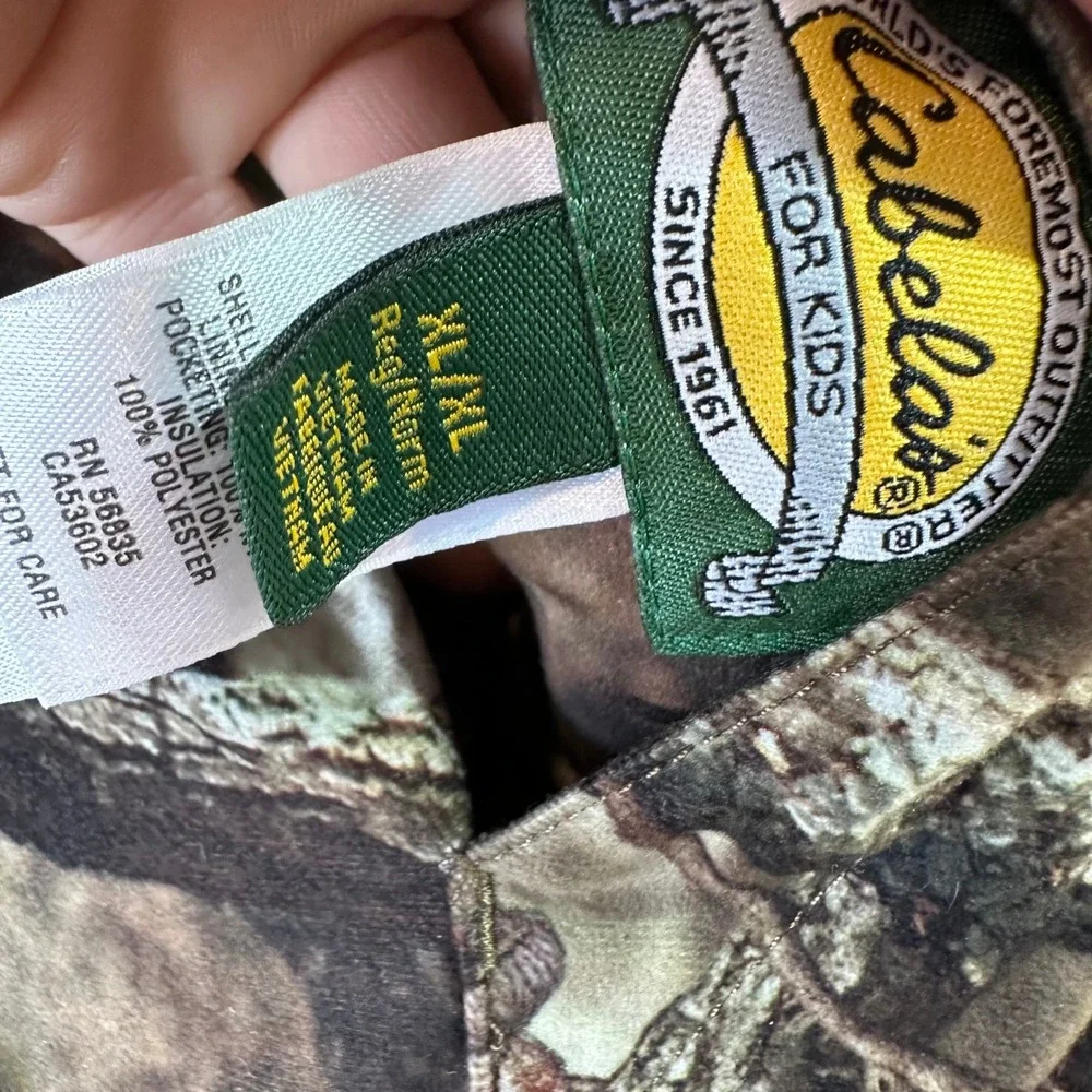 Cabela's Youth XL Camo Hunting Jacket Reversible Brown Full Zip