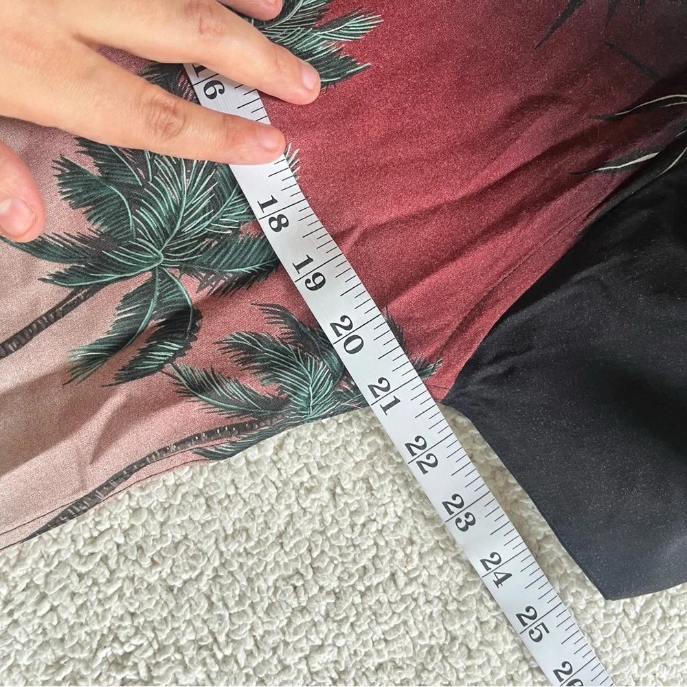 Pierre Cardin Black and Red Palm vacation summer tropical Shirt S