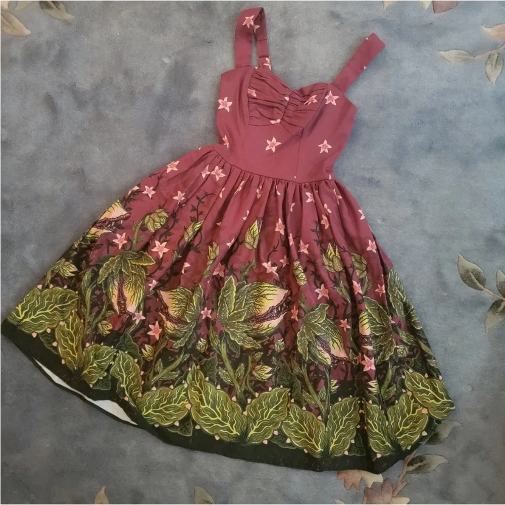 RARE Vixen Tropical Terror Swing Dress in Maneating Monster Print Venus Flytrap