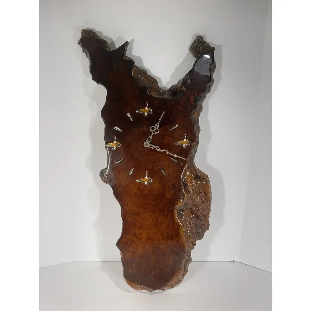 Burl Wood Wall Clock Burl Redwood Gorgeous Vintage Custom Duck‎ Goose Image Real